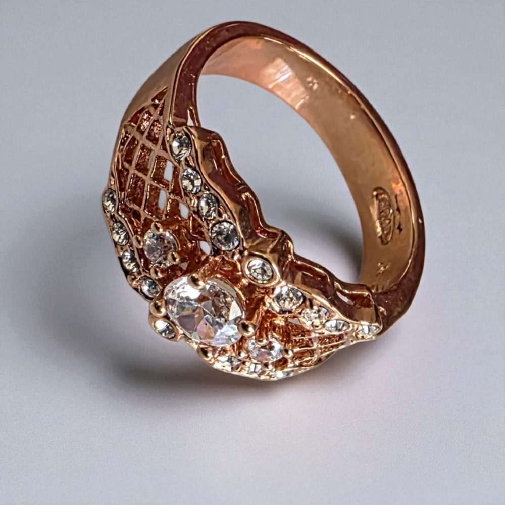 Rose Gold and Silver Crystal Ring